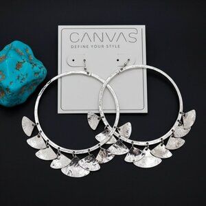 Bella Canvas Silver Dangle Hoop Earrings